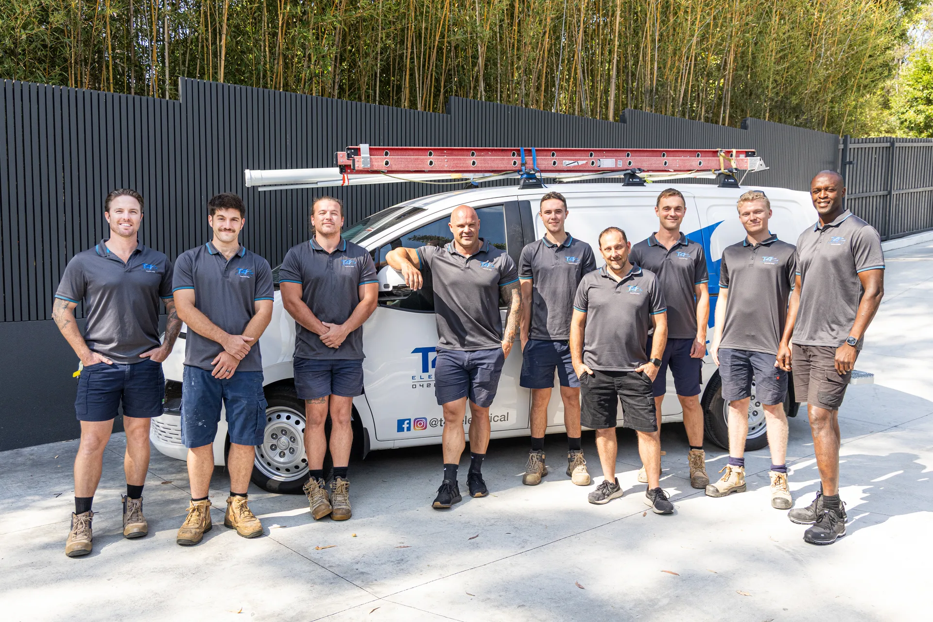 The Family Electrician Tweed Heads team with a service van